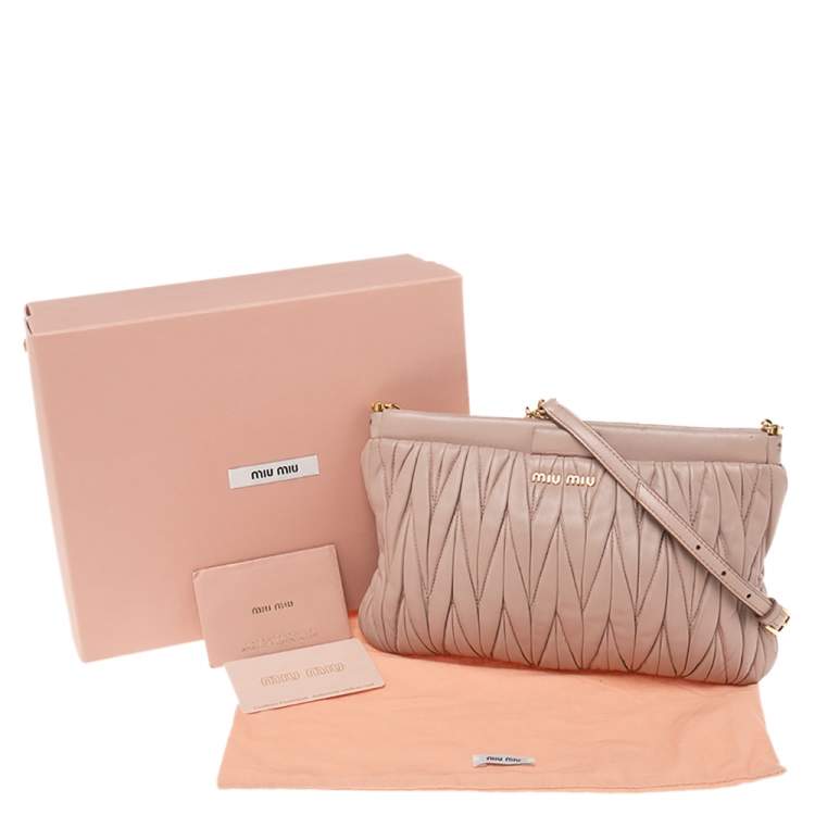 Pre Owned  Miu Miu Blush Pink Matelassé Leather Clutch 