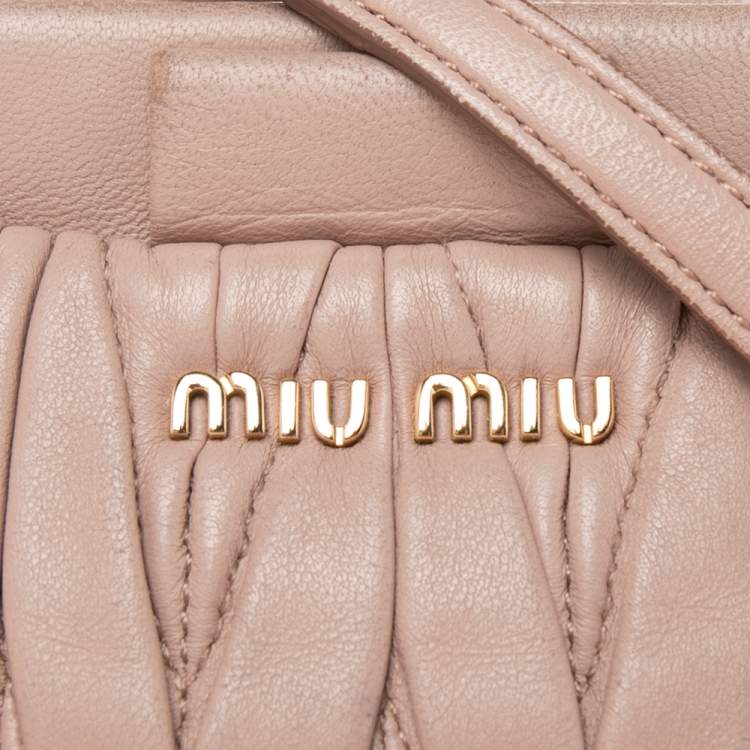 Pre Owned  Miu Miu Blush Pink Matelassé Leather Clutch 