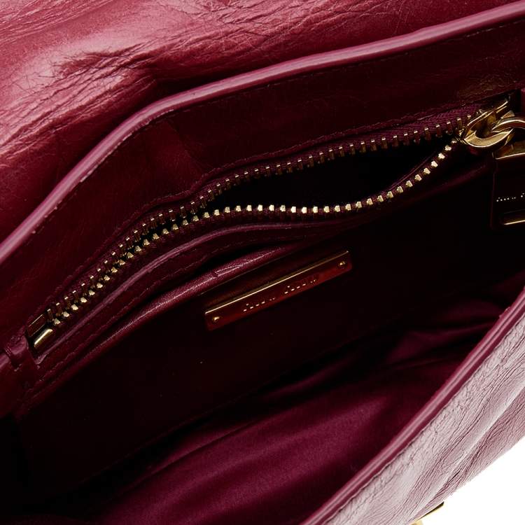 Pre Owned Miu Miu Red Quilted Leather Pushlock Flap Shoulder Bag