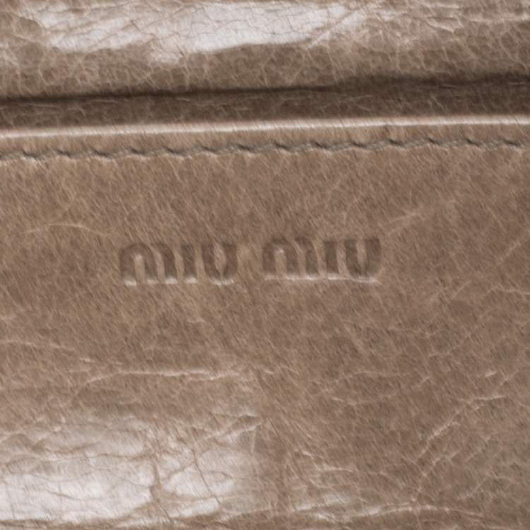 Pre Owned Miu Miu Pale Green Matelassé Leather Flap Continental Wallet