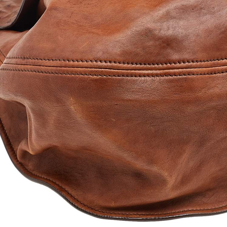 Pre Owned Miu Miu Brown Ostrich And Leather Top Handle Bag