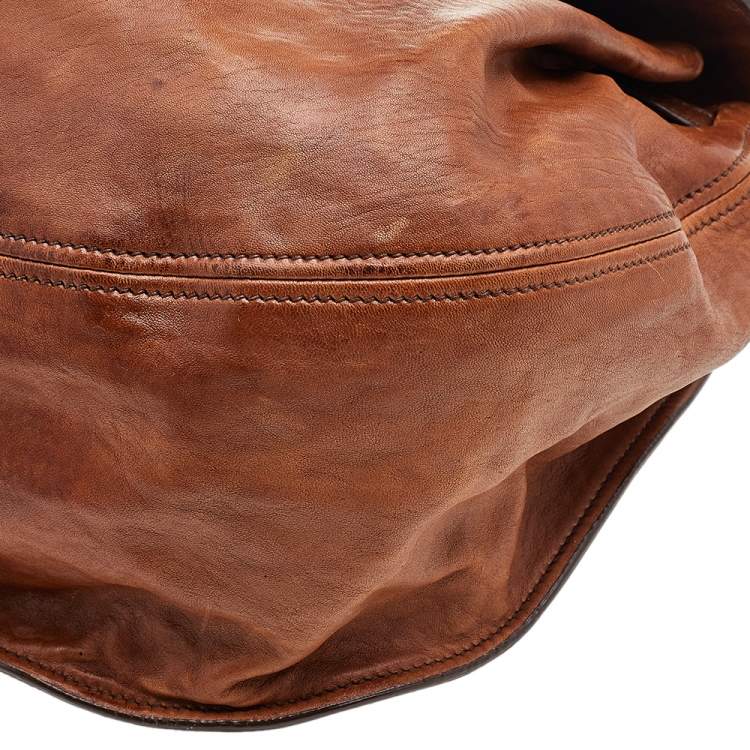 Pre Owned Miu Miu Brown Ostrich And Leather Top Handle Bag