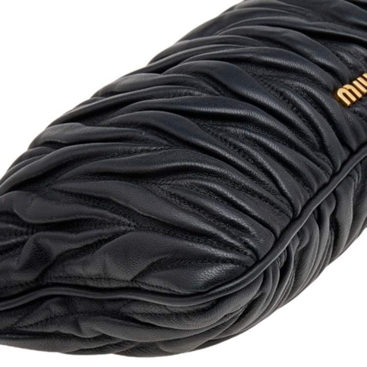 Pre Owned Miu Miu Black Metalassé Leather Clutch