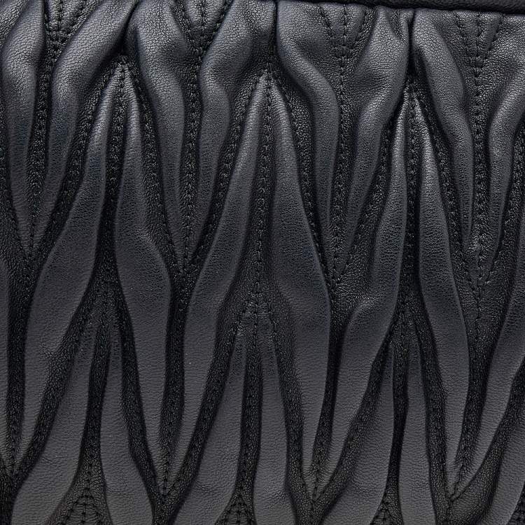 Pre Owned Miu Miu Black Metalassé Leather Clutch