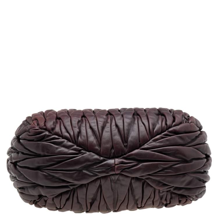 Pre Owned Miu Miu Chocolate Brown Matelassé Leather Large Shopper Tote