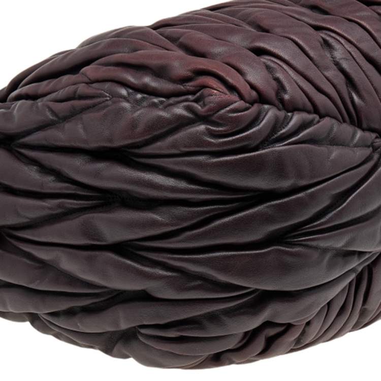 Pre Owned Miu Miu Chocolate Brown Matelassé Leather Large Shopper Tote