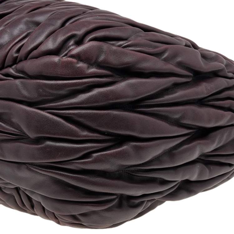 Pre Owned Miu Miu Chocolate Brown Matelassé Leather Large Shopper Tote