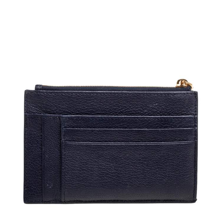 Pre Owned Miu Miu Navy Blue Leather Zip Card Holder