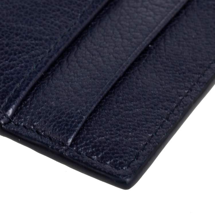 Pre Owned Miu Miu Navy Blue Leather Zip Card Holder