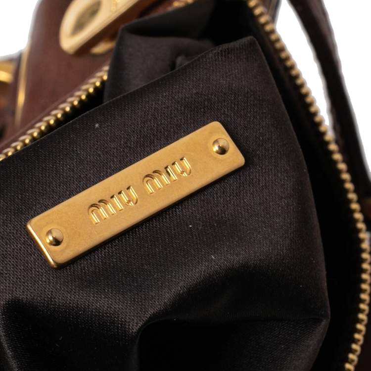 Pre Owned Miu Miu Brown Leather Eyelet Pochette Clutch