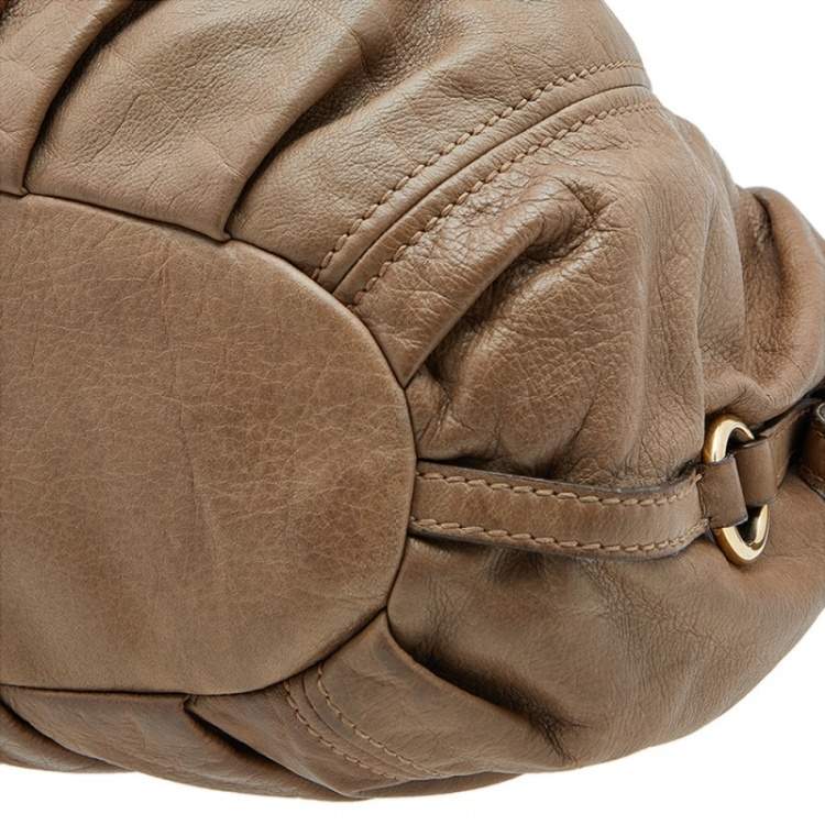 Pre Owned Miu Miu Brown Vitello Leather Sport Hobo