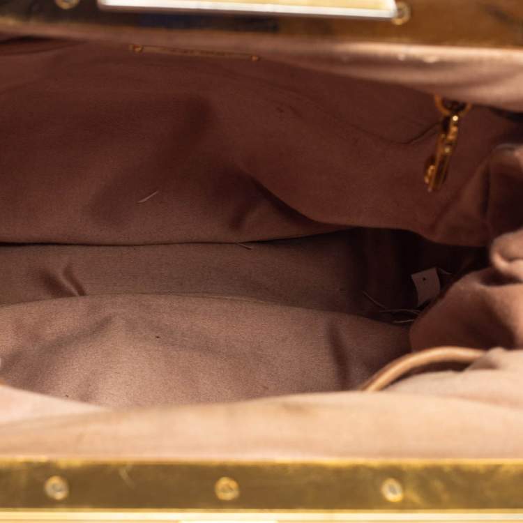 Pre Owned Miu Miu Beige Leather Matelassé Clasp Clutch