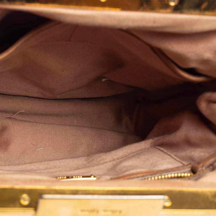 Pre Owned Miu Miu Beige Leather Matelassé Clasp Clutch