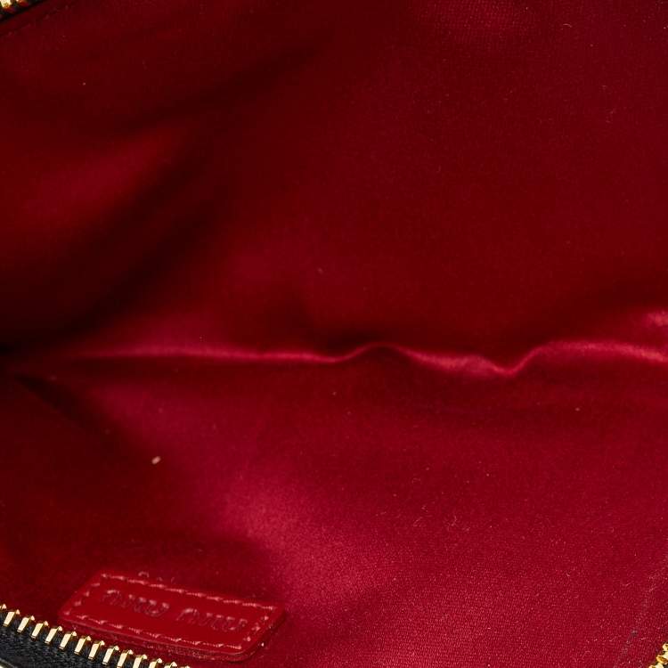 Pre Owned Miu Miu Black Leather Studded Zip Around Wallet