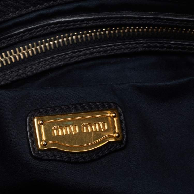 Pre Owned Miu Miu Black Vitello Leather Tote