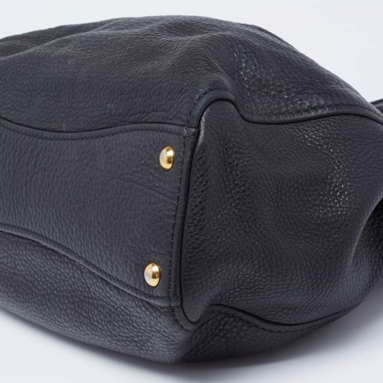 Pre Owned Miu Miu Black Vitello Leather Tote