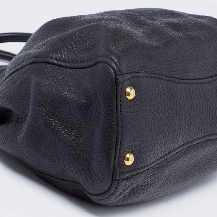 Pre Owned Miu Miu Black Vitello Leather Tote