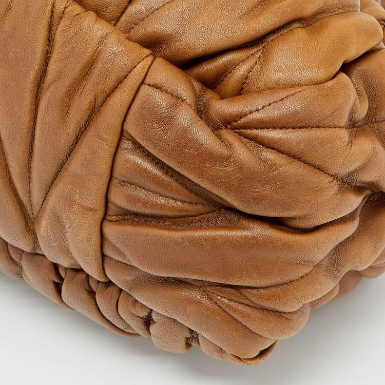 Pre Owned Miu Miu Brown Matelasse Leather Coffer Frame Satchel