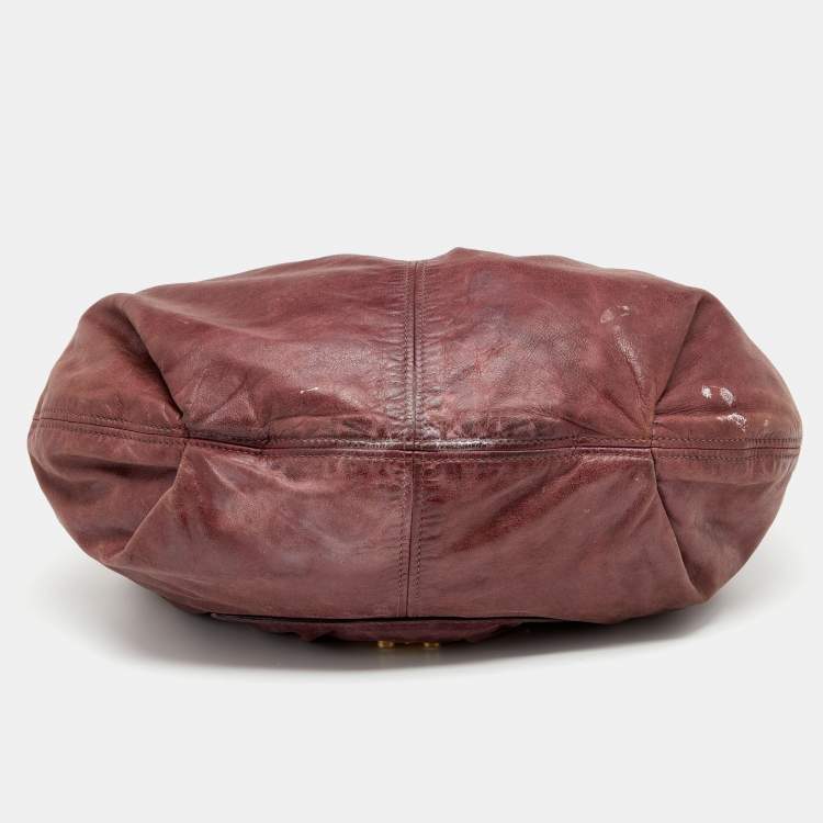 Pre Owned Miu Miu Brown Vitello Lux Leather Front Pocket Hobo