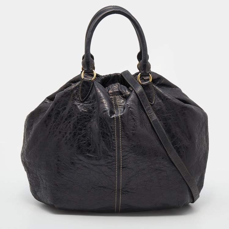 Pre Owned Miu Miu Black Leather Hobo