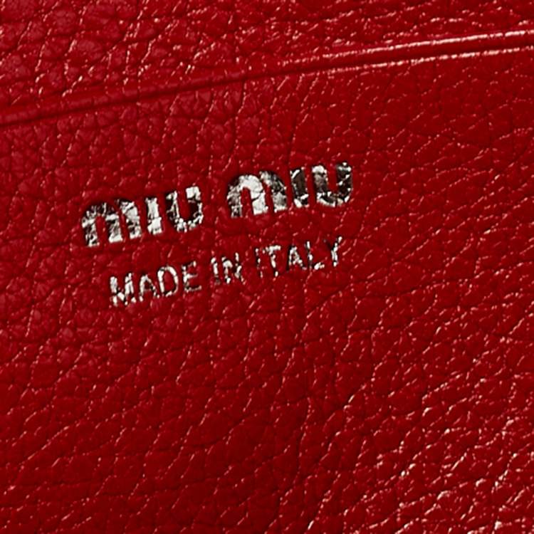 Pre Owned Miu Miu  Black Leather Logo Flap Wallet on Chain
