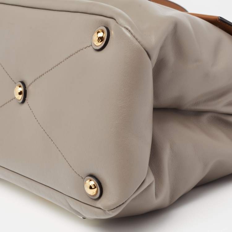 Pre Owned Miu Miu Tricolor Vitello Soft Leather Flap Top Handle Bag