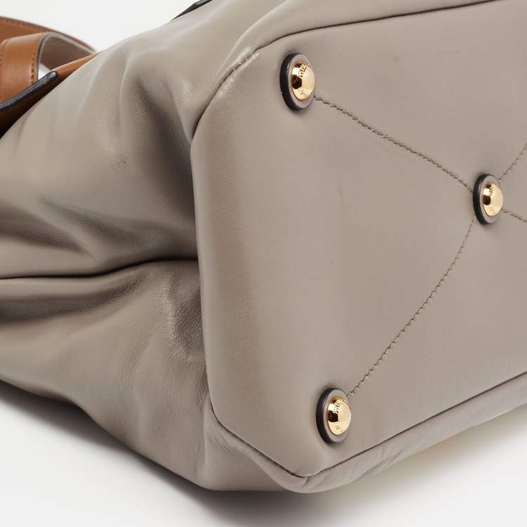 Pre Owned Miu Miu Tricolor Vitello Soft Leather Flap Top Handle Bag