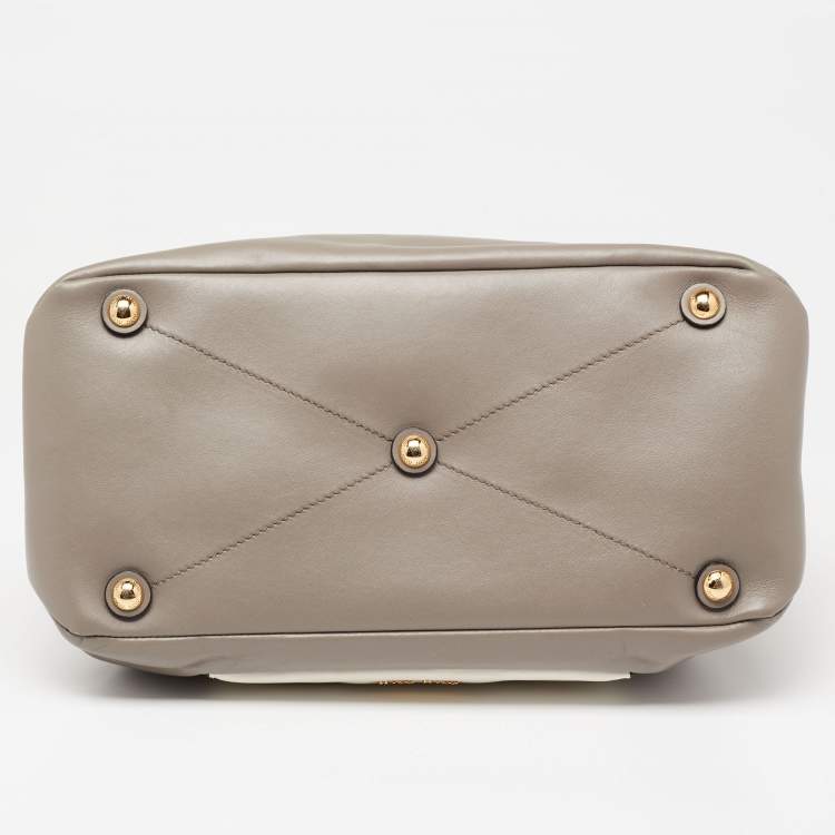 Pre Owned Miu Miu Tricolor Vitello Soft Leather Flap Top Handle Bag