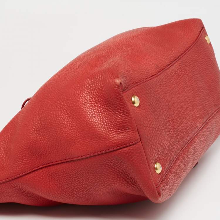 Pre Owned Miu Miu Red Leather Shopper Tote 