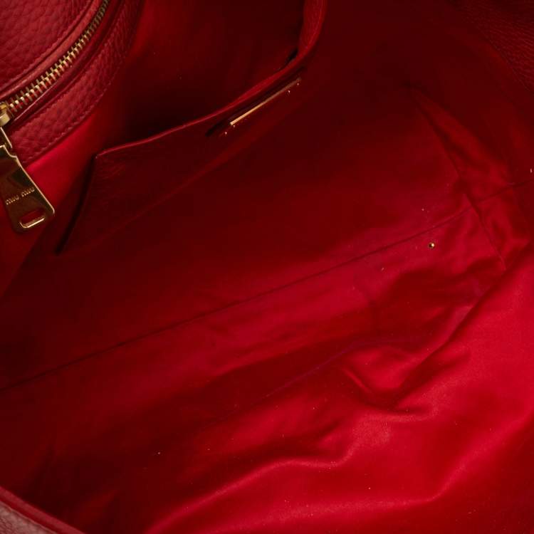 Pre Owned Miu Miu Red Leather Shopper Tote 