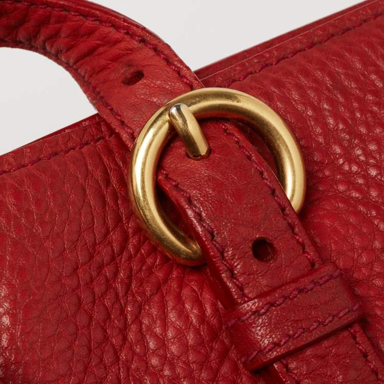 Pre Owned Miu Miu Red Leather Shopper Tote 