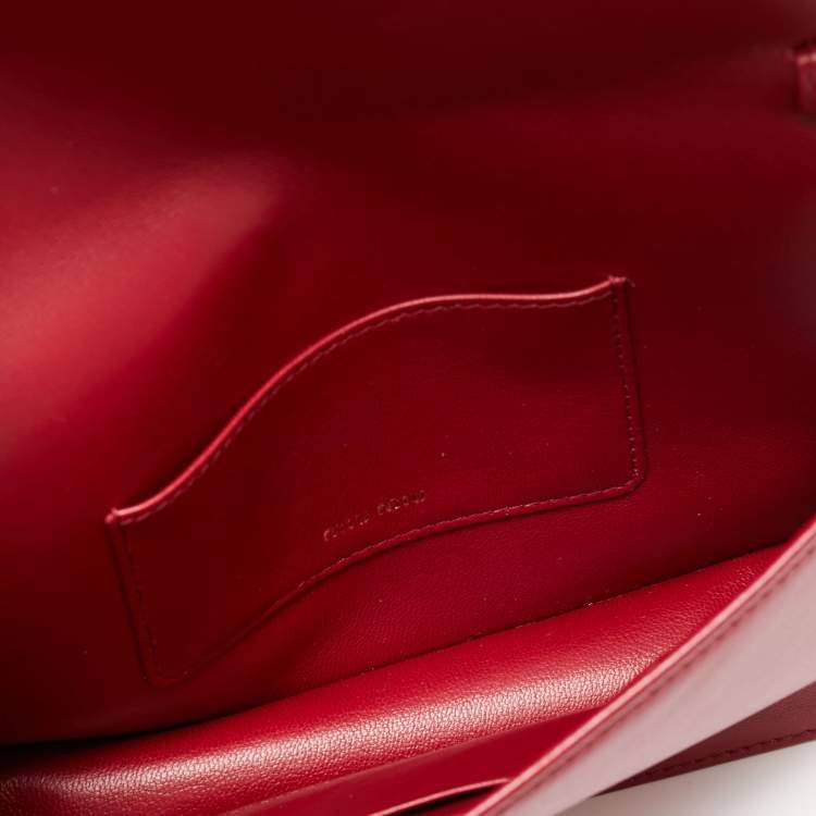 Pre Owned Miu Miu Red Matelassé Leather Flap Chain Clutch
