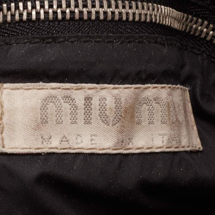Pre Owned Miu Miu Black Leather Studded Hobo