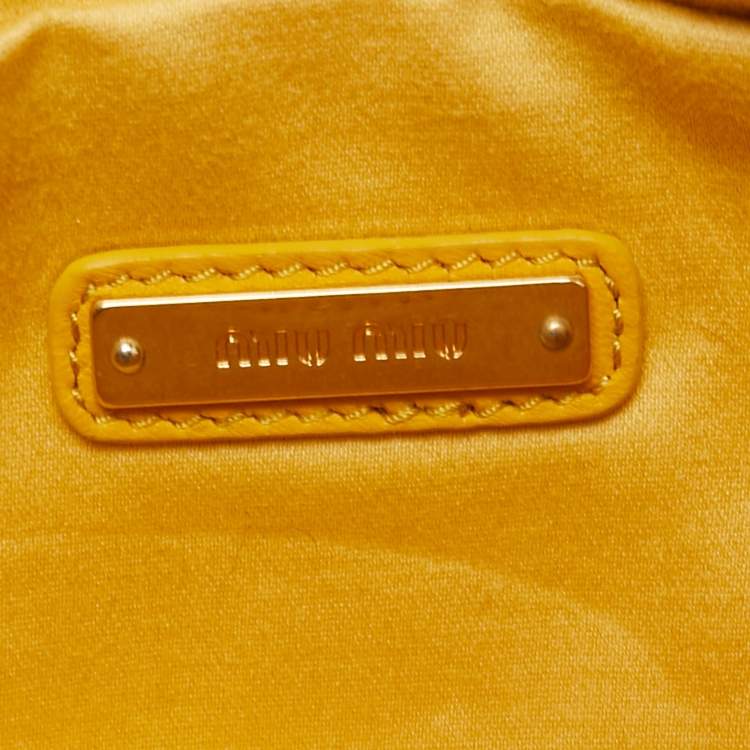 Pre Owned Miu Miu Yellow Matelassé Velvet Belt Bag