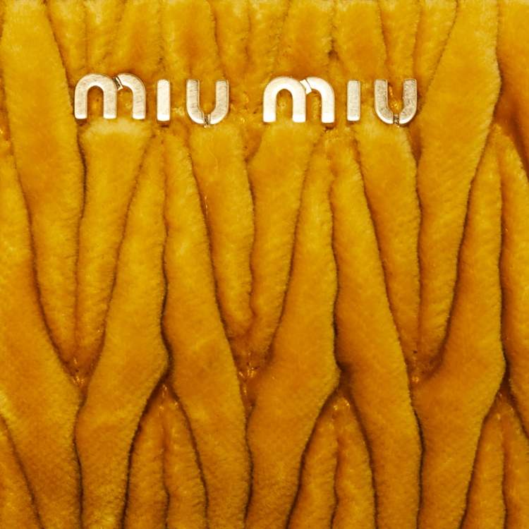Pre Owned Miu Miu Yellow Matelassé Velvet Belt Bag