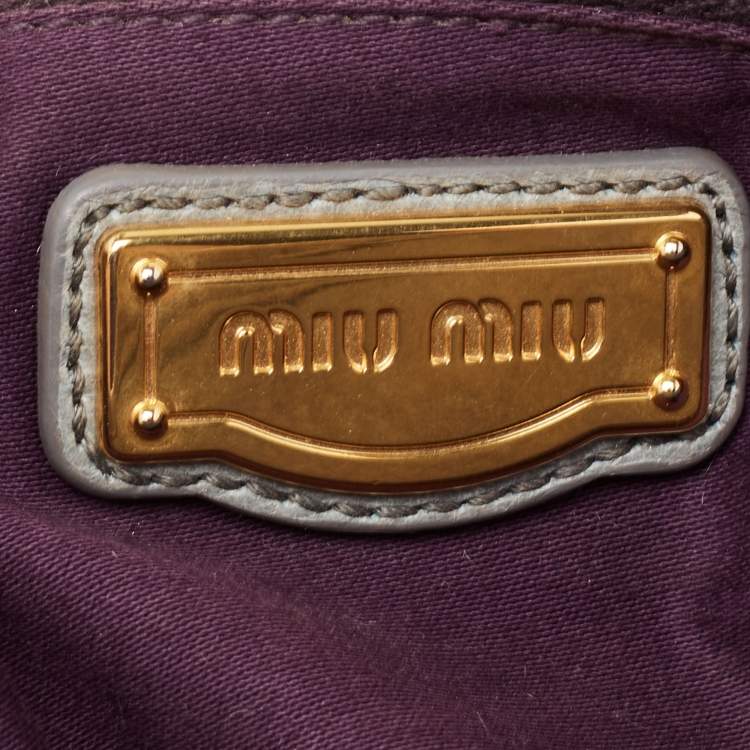 Pre Owned Miu Miu Beige Matelasse Glossy Leather Coffer Bag