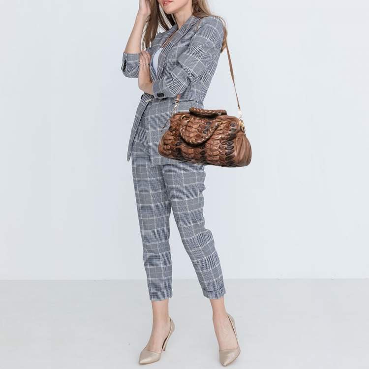 Pre Owned Miu Miu Brown Leather Zip Satchel