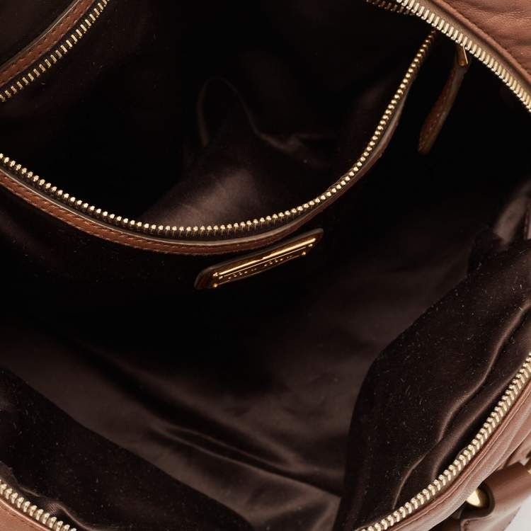 Pre Owned Miu Miu Brown Leather Zip Satchel