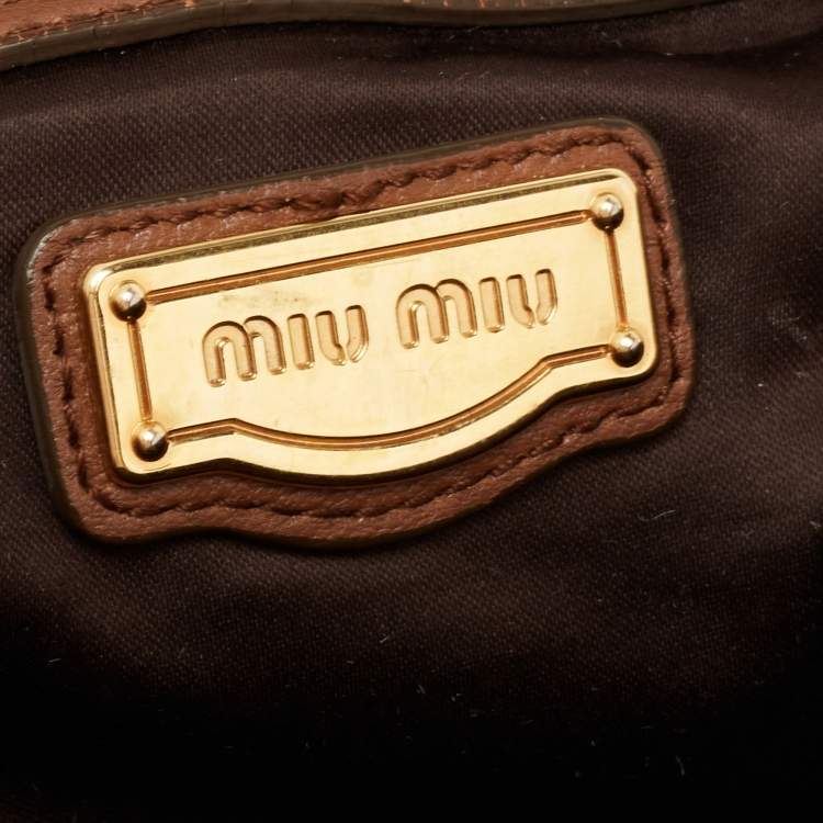 Pre Owned Miu Miu Brown Leather Zip Satchel
