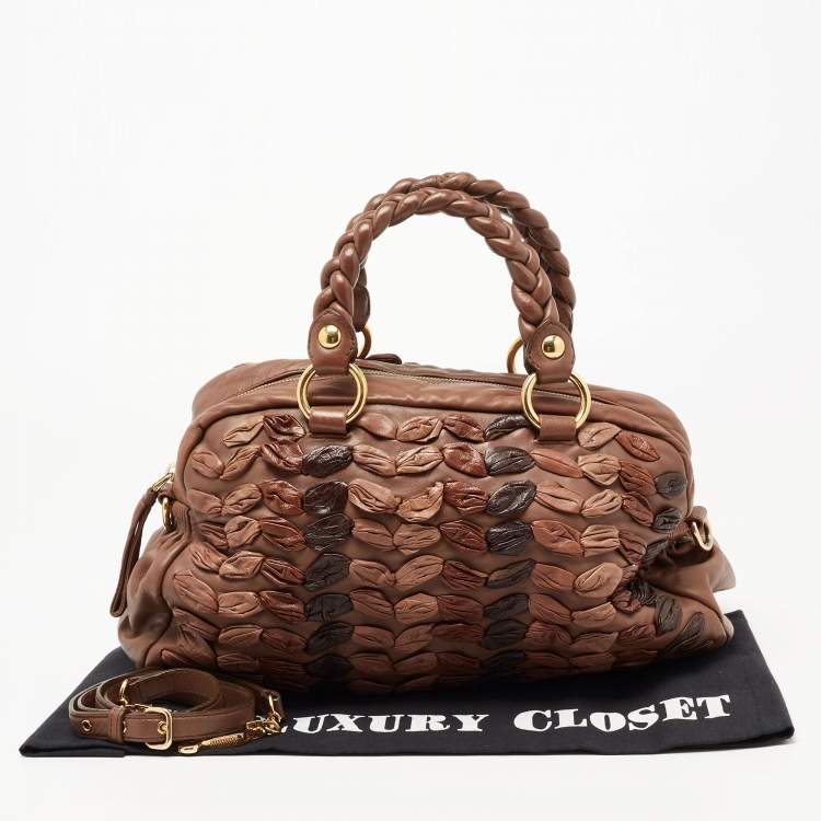 Pre Owned Miu Miu Brown Leather Zip Satchel