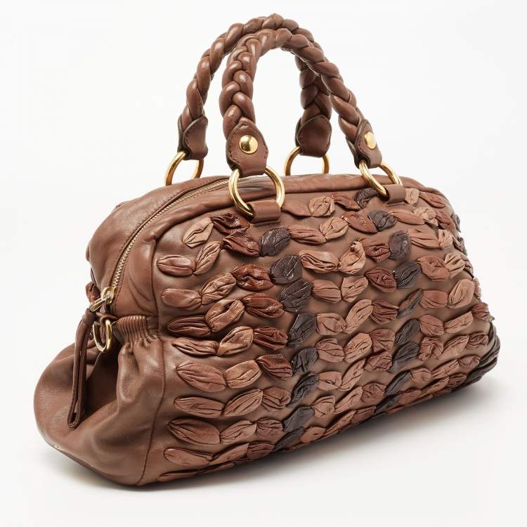Pre Owned Miu Miu Brown Leather Zip Satchel