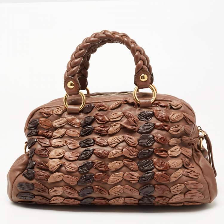 Pre Owned Miu Miu Brown Leather Zip Satchel