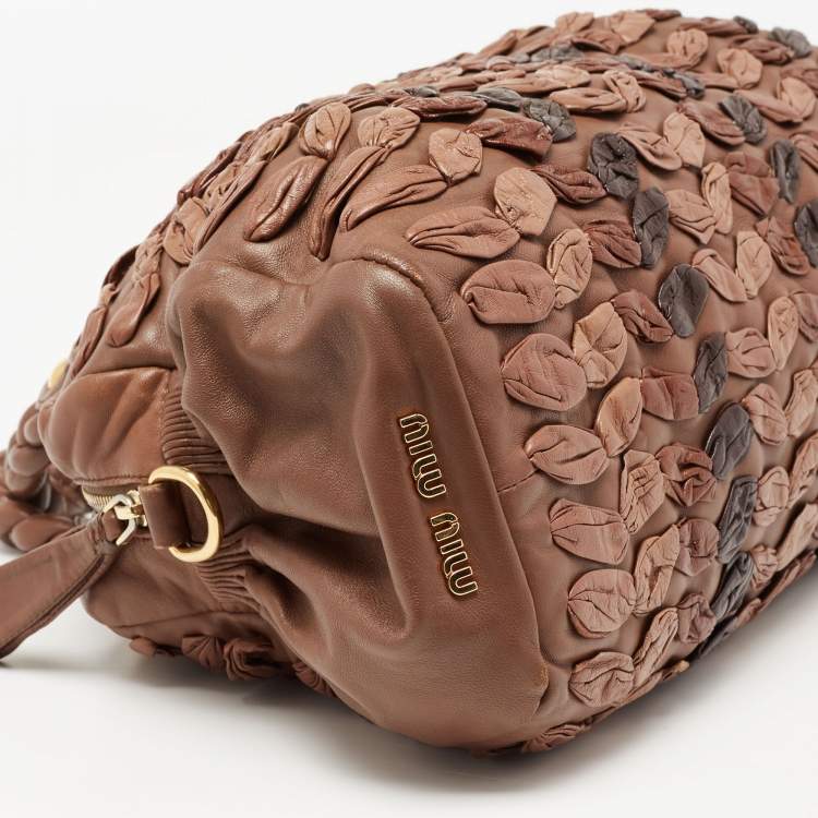 Pre Owned Miu Miu Brown Leather Zip Satchel