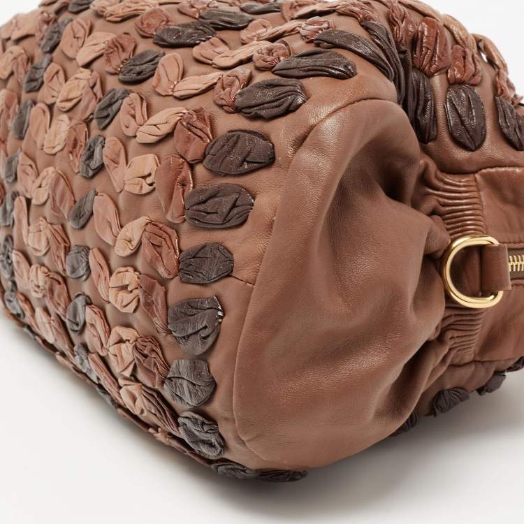 Pre Owned Miu Miu Brown Leather Zip Satchel