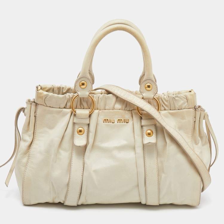 バッグ miumiu vitello lux side ribbon tote bag Miu Miu Alluminio Vitello Lux Leather Peggy Bow Tote Bag
