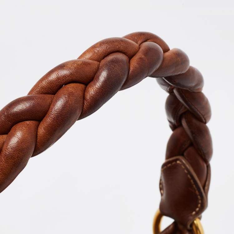 Pre Owned Miu Miu Brown Leather Coffer Hobo