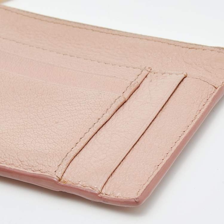 Pre Owned Miu Miu Beige Leather Zip Card Holder