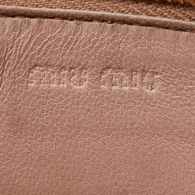 Pre Owned Miu Miu Beige Leather Zip Card Holder