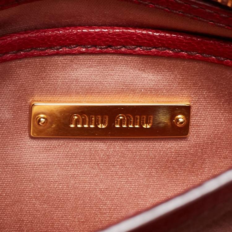 Pre Owned Miu Miu Red/Orange Leather Pushlock Flap Top Handle Bag