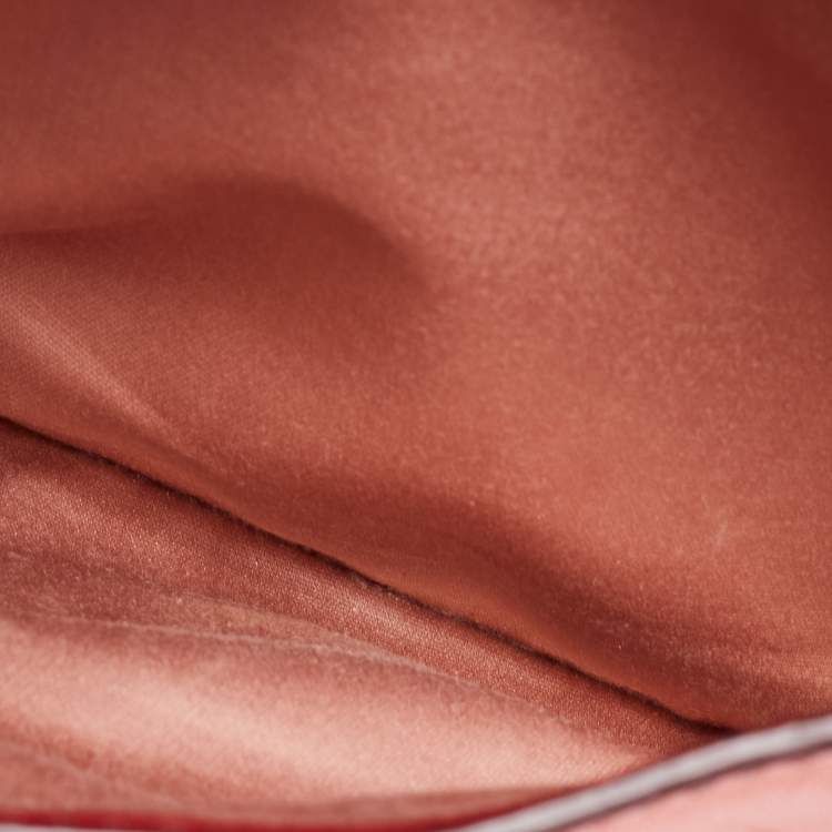 Pre Owned Miu Miu Red/Orange Leather Pushlock Flap Top Handle Bag